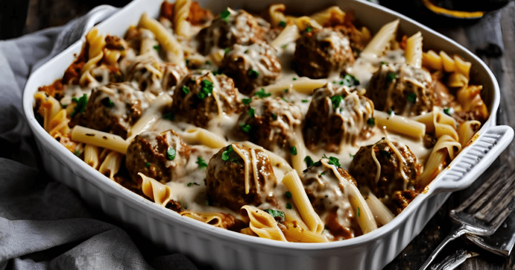 Swedish Meatball Pasta Bake