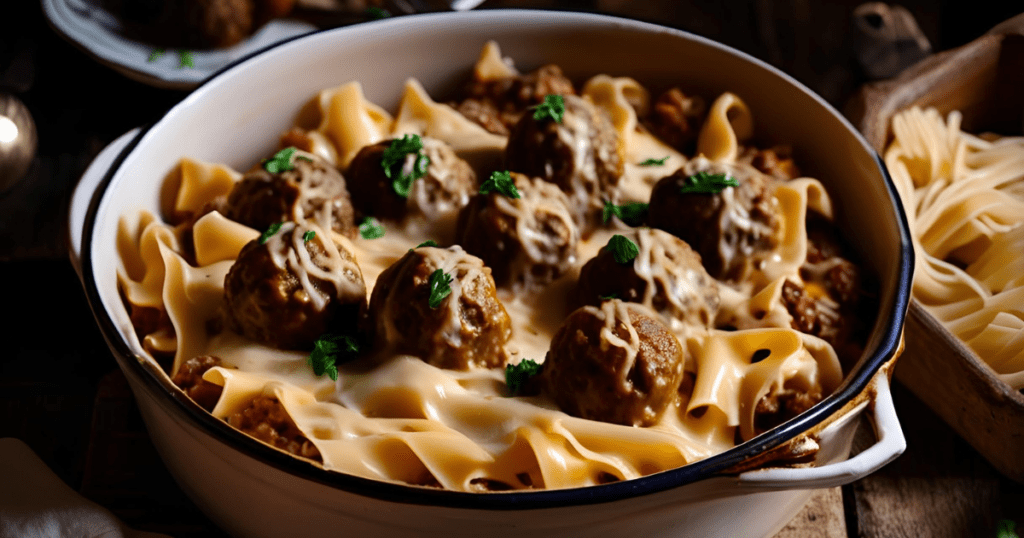 Swedish Meatball Pasta Bake