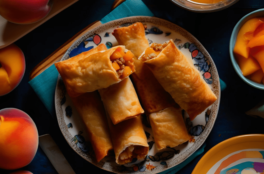 Peach Cobbler Egg Rolls