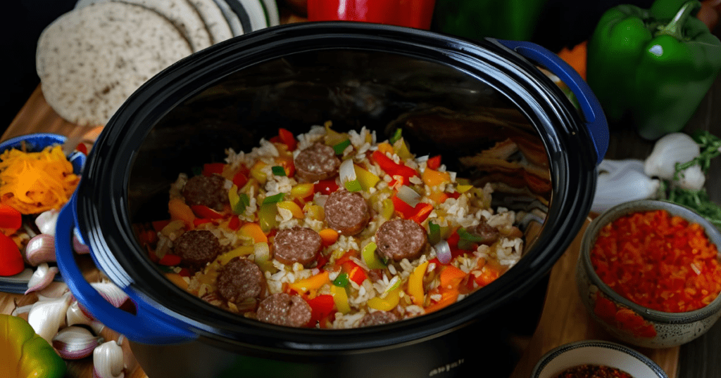 crockpot sausage and rice